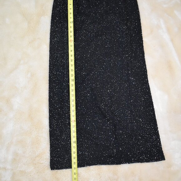 Cache Vintage Black Silk Beaded Maxi Skirt Sz 12 Formal Y2K Sparkly Chic - Picture 7 of 11